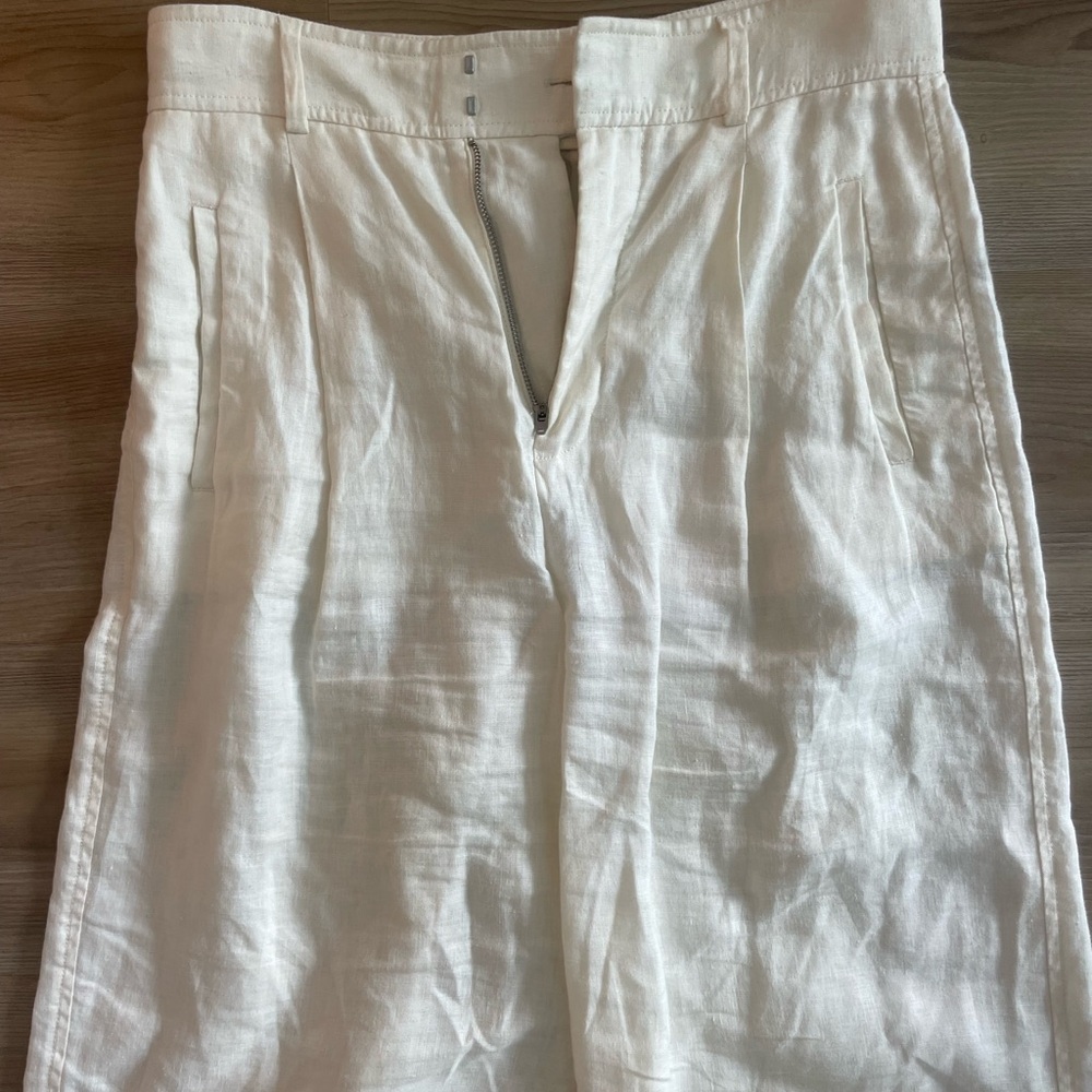 Everlane Cream Tailored Linen Pants